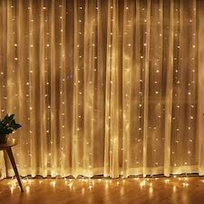 Twinkle Star LED Curtain Drape Warm White