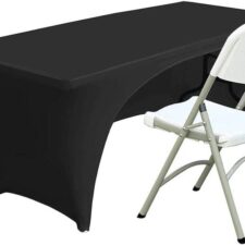black table cloth table chair