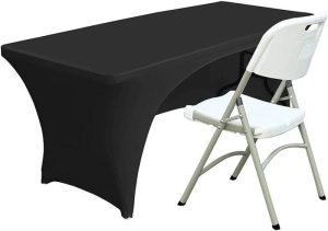 black table cloth table chair